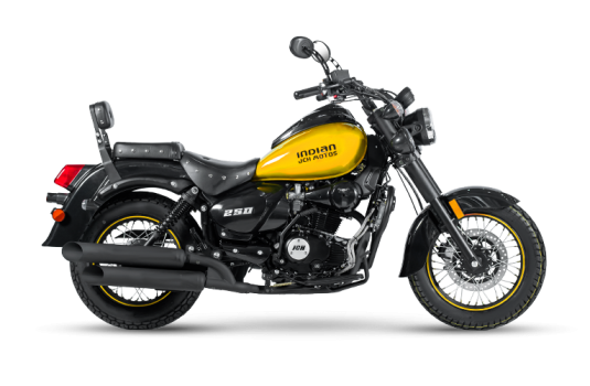 Moto Custom INDIAN 250 de color amarillo