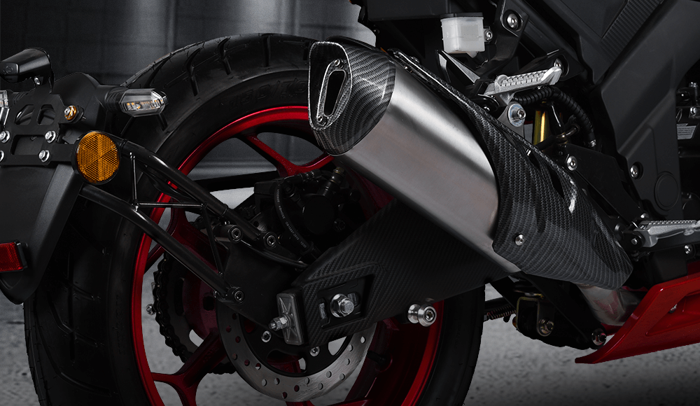 Escape de fibra de carbono de la Moto Pistera RACING R250
