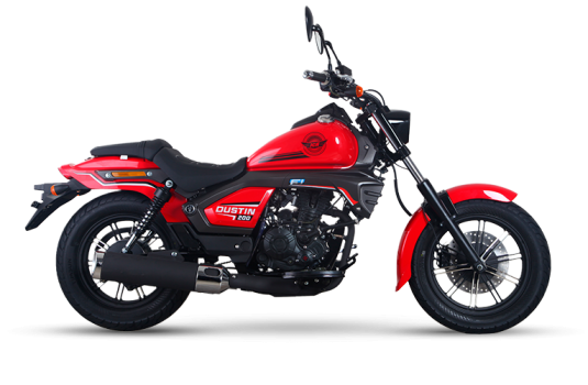 Moto custom NEW DUSTIN 200 de color rojo