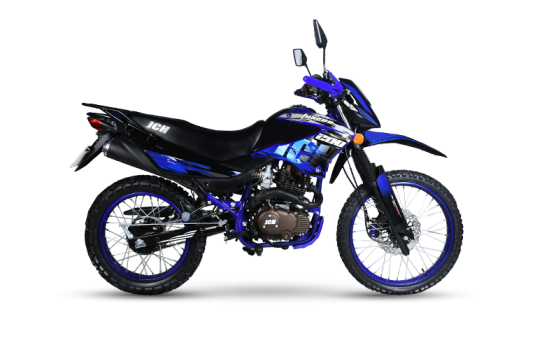 Moto Todo Terreno Fox 200 de color negro con azul