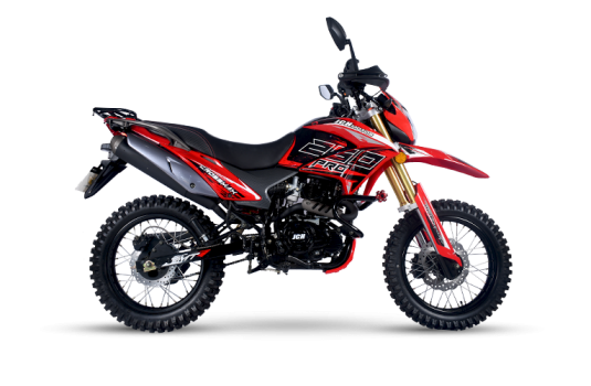 Moto todo terreno CROSSMAX 250 PRO de color negro con rojo