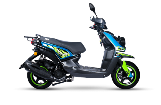 Moto Scooter T-28 JCH 150 de color turquesa